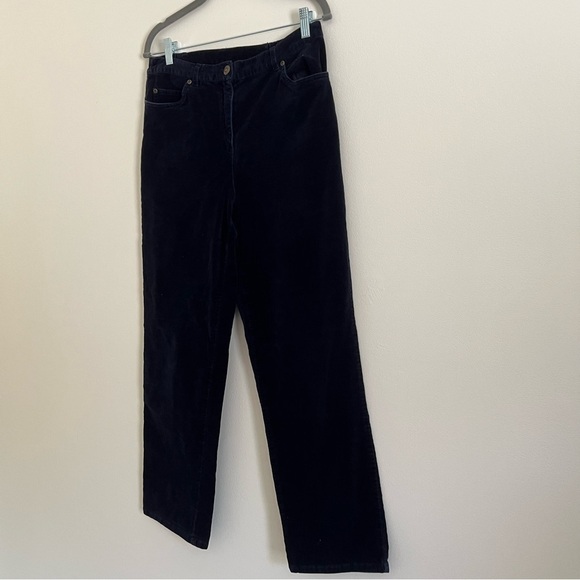Ruby Rd. Womens Black Straight Leg Jeans Velvet Navy Blue 8 Cotton Work Preppy - Picture 4 of 13